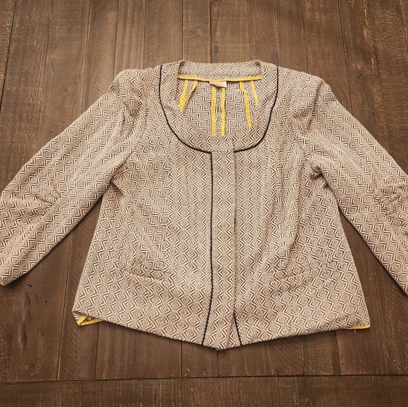 Cecilia Prado Anthropology Blazer Jacket Jacquard 3/4 sleeves Sz 14 - Picture 3 of 5